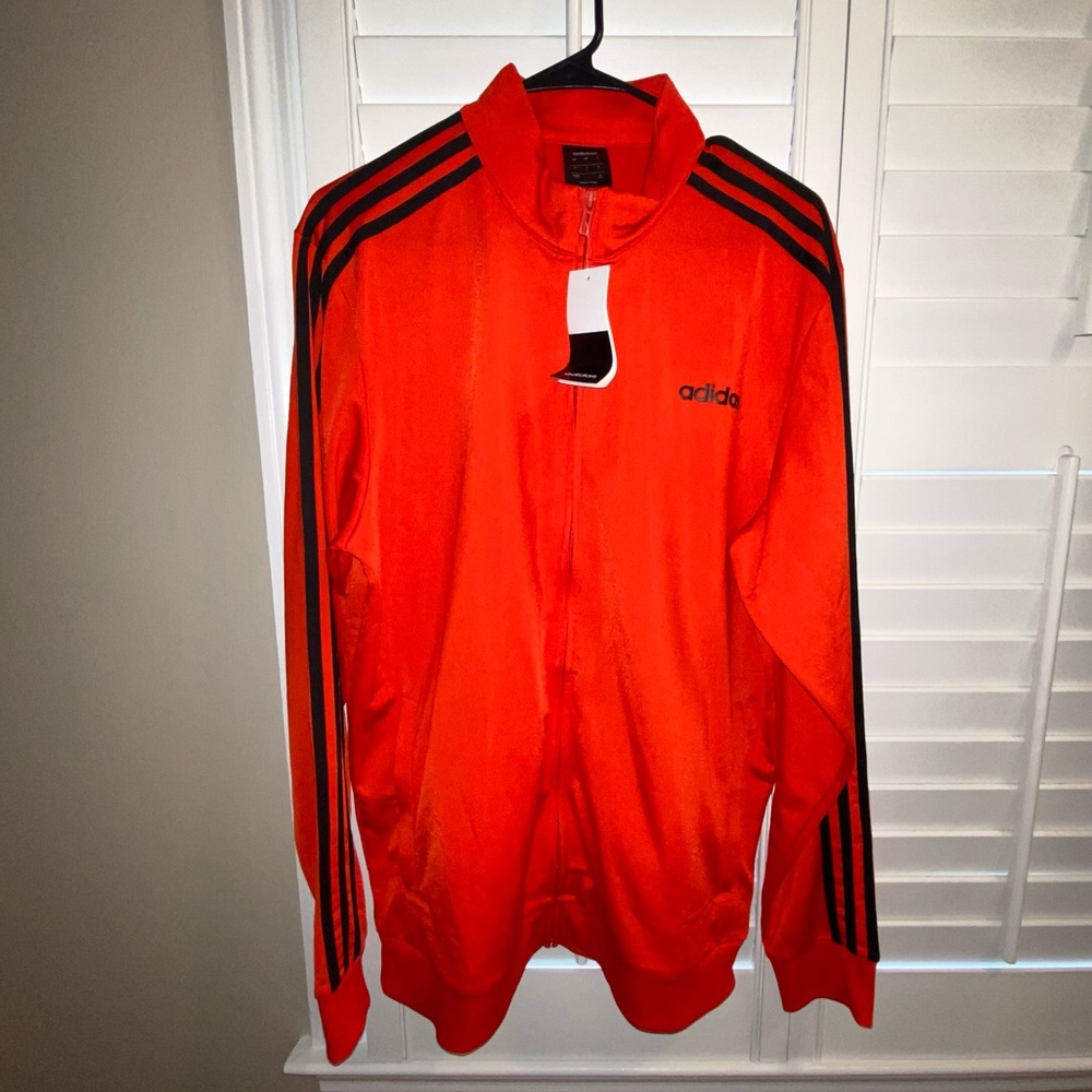NWT Adidas bright red track jacket. Size Large